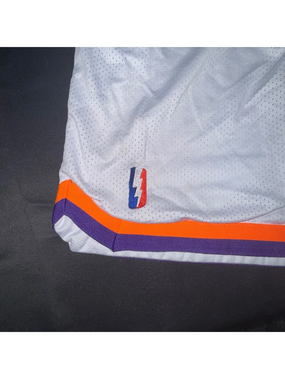 3XL White Basketball Shorts with Orange and Purple Trim